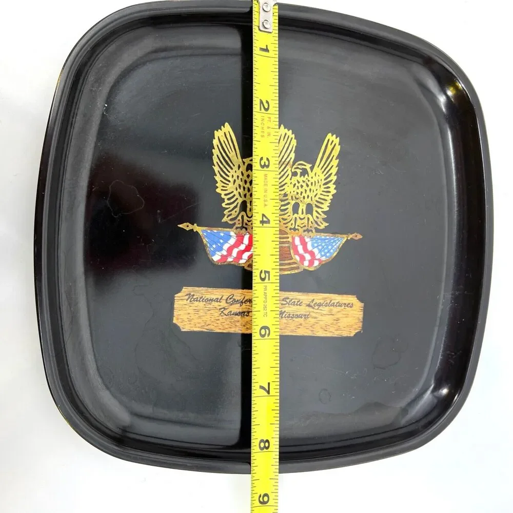 Vintage Couroc Liberty Tray Plate Double Eagle Flag Bell 1976